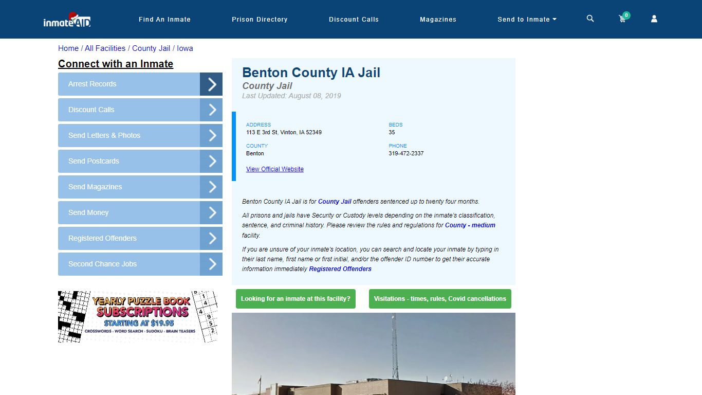 Benton County IA Jail - Inmate Locator - Vinton, IA